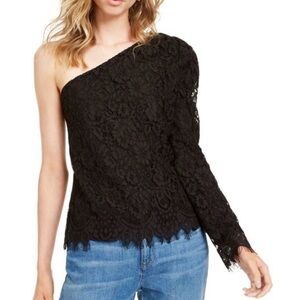 Leyden One-Shoulder Lined Lace Long Sleeve Blouse